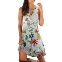 Kizly ljetne haljine za žene, ženska ležerna haljina s labavim ljetnim cvjetnim tiskanim tenkom, bez