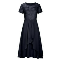 Ženski šifon patchwork okrugli vrat Seckin Print Maxi suknja Duga haljina haljina