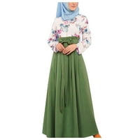 Knqrhpse Maxi haljine za žene Casual Abaya Arab Ženske kaftane Robe Solid haljina Ženske casual haljine haljine za žene Ženske haljine zelene xl