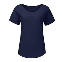 FIMKAUL majica s dugim rukavima dame ženske povremene pamučne i posteljine o vratu čvrste kratke rukave