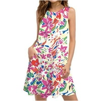 WHLBF Ljetne haljine za žensko čišćenje ispod $ plus veličine, ženske kravate-boje šarene duge cvjetne haljine za print plažu u casual maxi sundress