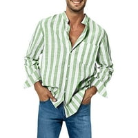 Muške ležerne moderske košulje s gumb-dolje majice s dugim rukavima TOP Striped Green XL