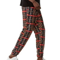 Aoujea Men Casual Fashion Mid Squik čipke Elastične korijene tiskane pantalone Duge hlače Reklare, lagane