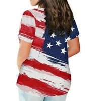 Plus size američka majica zastava žene 4. srpnja Tee majica USA Stars Stripes Majica Patriotske ljetne tunike
