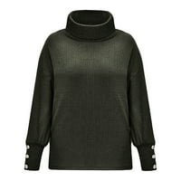 Putničke majice za žene Vojska zelene modne žene luk ovratnik čvrste gumdove rukave pleteni plusni džemper