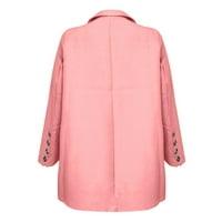 NJSHNMN ženska radna kancelarija Blazer jakna otvorena prednja dugačak rukav radno odijelo casual blazers odjeća, ružičasta, xxxxl