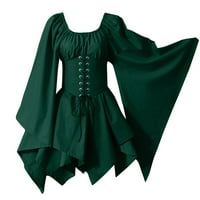 Zimska haljina Trumpet rukav Irska košulja haljina s korzetom Tradicionalna haljina Gothic Retro dugih
