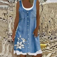 Wozhidaoke haljine za žene Ummer Beach Spring Striped Print Slatka haljina sunčana haljina Ležerna haljina