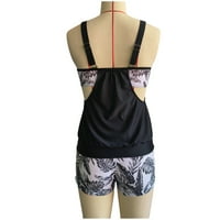 Kupaći kostimi za žene Bikini kupaći odijela Cisterna vrha s boyhorts SwimSwear Tummy Control Tankini Black, XXL