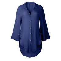 Djevojke T majica Bluza Dugme Labavi pamučni haljini dugih rukava Ležerne košulje od jesenih čvrstih