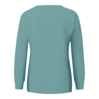 Qcmgmg lagana dukserica za žene Čvrsta boja modni pulover dugih rukava ženska vježba odjeća za odjeću Crewneck Ležerne prilike za žene svijetlo plave xl