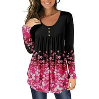 Žene Ležerni cvjetni leptir tiskani pulover dugih rukava za bluzu za bluzu za bluzu dame casual top