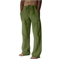 Giligiliso College Your Aduls Modni Muški pamučni i posteljina elastična struka Pomiješana prozračna udobna mekana plaža casual pantalone za punu dužinu hlače