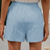 Žene Modni Ležerni ljetni viši otisci sa visokim kratkim kratkim kratkim kratkim kratkim hlačama Vježbajte džepne hlače Ženske kratke hlače svijetlo Blue XL