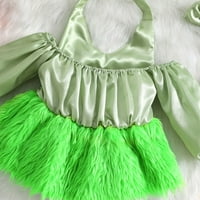 Woshilaocai novorođenče za božićne odjeće za djecu Djevojke krznene oštrice Romper haljina Velvet Onesie