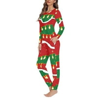 Božićne svjetiljke koje su pajama postavile dugih rukava, elastična ženska odjeća za spavanje pidžama, bočni džepovi za žene za spavanje sa spavaćim satima Loungewear