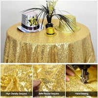 Yuboo Gold Sequin Stolcloth, okrugli iskra Sjajni poklopac tablice za bebe svadbeni tuš bachelorette