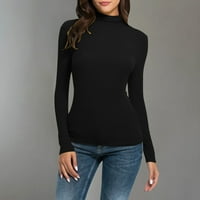 Ayolanni duks za žene Grafički modni ženskoj čvrstim kornjačem Turtleneck dugih rukava Thirt Slim bluza