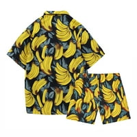 B91XZ haljine za muškarce Muška ljetna plaža tiskane majice i kratke hlače za hlače, žuti