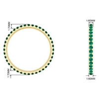 Laboratorija stvorena smaragd puni vječni prsten, zeleni dragušni prsten za slaganje u zlatu, 14k žuto
