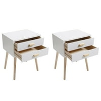 Kadyn set dvostruko ladice drveni bočni stol, moderna spavaća soba minimalistička noćna nameštaja noćni ormarići, bijeli
