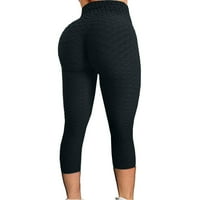 Huaai ženska mjehurića za dizanje kondicija za dizanje tekući visoki struk joga hlače casual pantalone za žene crne s
