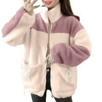 Ženska zimska padina odvojena odjeća debela ležerna nejasna topla s džepovima Ženske shaggy zip kaput