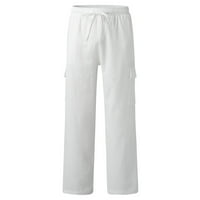 Ljetno čišćenje muške hlače naprijed-školske trendi muške ležerne i udobne casual pantalone pamučne pantalone od ispisane kantale bijele xl