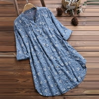 Bluzes Košulje bavi se klirensom ženske pločice s pločicama s pločicama s dugim rukavima Ležerne prilike, majica Bluza Sky Blue Blue