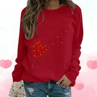 Povratnike Žene zaljubljene majice zaljubljene poklone duksetske grafike Valentine Grafički tisak dugih rukava majica okrugli vrat Pulover Womens Classic Raglan bluza crveni xxl