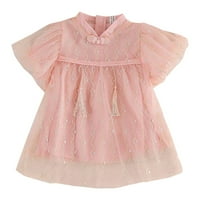 Toddler Baby Girl Haljina kratki rukav mini haljina cvjetna print ružičasta xl