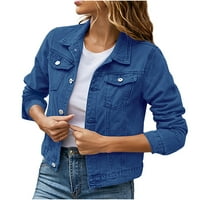 Jean Jackets za žene obrezane jakne modne casual traper jakna dugih rukava s dugim rukavima niz džepove