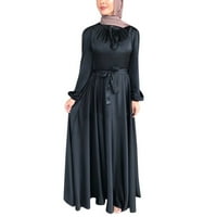 Crna haljina Ženska ležerna bagerska haljina Lanterna rukava Abaya Arap Kaftan haljina padaju za žene