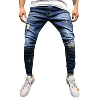 Hanas muške hlače Muška jesenski traper pamuk pamuk ravne rupe Džepne pantalone u nevoljenim Jeans hlače tamno plavi xxl