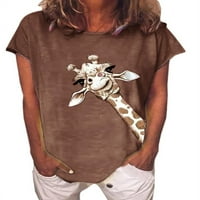 Giraffe Print Summer Plus Size Ženska majica Basic Crew Neck Tee