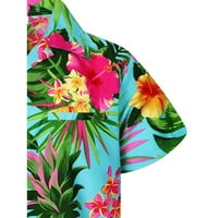 Iopqo Havajska majica za muškarce Muški etnički stil tiskanje kratkih rukava labav gumb casual majica za bluzu majica TOPSMENS majice Ljetni vrhovi zeleni 3xl