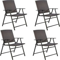 Safstar 4-komadni dvospani sklopivi stolice za prenosne stolice od ratana sa čeličnim okvirom za vrtno