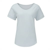 Košulje za žene grafički pamuk i o vrat čvrstih kratkih rukava bluza vrhovi ženskih majica