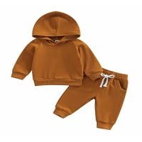 Bebiullo Fall Outfits za dječje dječake dugih rukava s kapuljačom dugih rukava i duge hlače postavljene