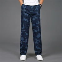 SHPWFBE Cargo hlače s modnim labavim pamučnim pamučnim plusom džep čipke kamuflažne elastične strugose,
