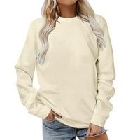 Yyeselk duksevi za žene Fleece s dugih rukava Crewneck casual pulover nizova čista boja pada trendy
