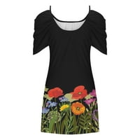 Ljeto iznad koljena haljina za žene Prodaja cvjetni print Boho Beach Fit hladno rame sa rukavima sandress