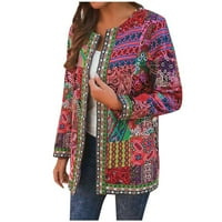 LowRofile Cardigan džemperi za žene plus veličine Ležerne prilike dugih rukava Vintage Etničko stil cvjetni ispis pamučna jakna Zimska jesen otvoreni prednji kaput