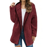 Žene Fleece Long Hoodie pulover pulover s dugim džemper Cardigan Zip Up Jackets sa džepovima