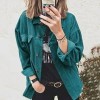 Vrhovi za slobodno vrijeme za žene - okupljane čvrstog vintage kolurskog jakna s dugim rukavima Cardigan bluza jakna zelena