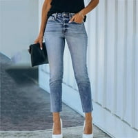 Rollbacks Skinny Ripped Jeans Hlače za žene Tinejdžeri Jedrine modne odjeće Žene Bopke džepove Šuplje