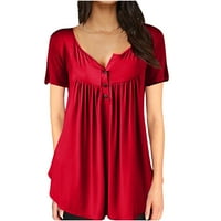 Moonker Womens Tops Košulje za žene Summerrtime O-izrez bluza TEE majica Top kratkih rukava s crvenim