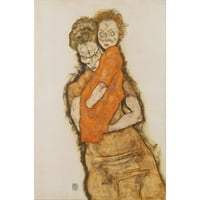 Egon Schiele Crno ukrašeni drveni okviri Double Matted Museum Art Print Naslijed: majka i dijete