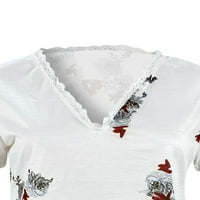 Gomelly Women majica s kratkim rukavima bluza s tankim vrhovima dame casual ljetna majica čipkaste majice 8 # s