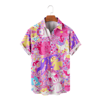 FNYKO majice za muškarce i dječake Ljetni havajski crtani crtica slatka šarene casual skrozlee-dolje Havajske košulje Havajska majica na plaži za odrasla djeca